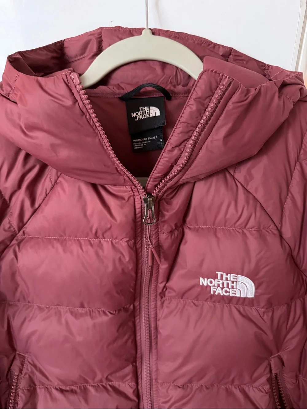 The North Face dusty rose puffer down jacket